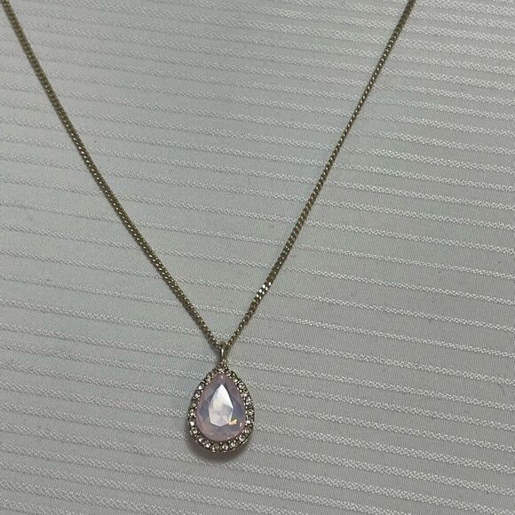 Givenchy pave & stone pear pink pendant necklace - Picture 1 of 6